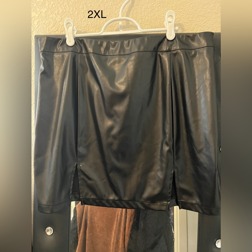 Faux, leather skirt